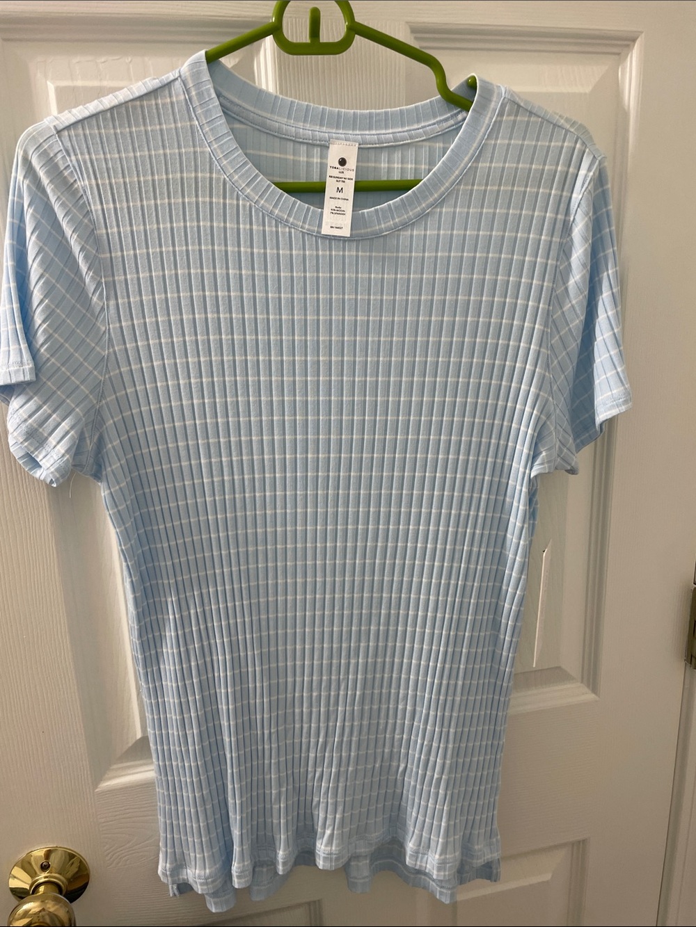 Light Blue Ribbed Short-Sleeve Womens  Tee